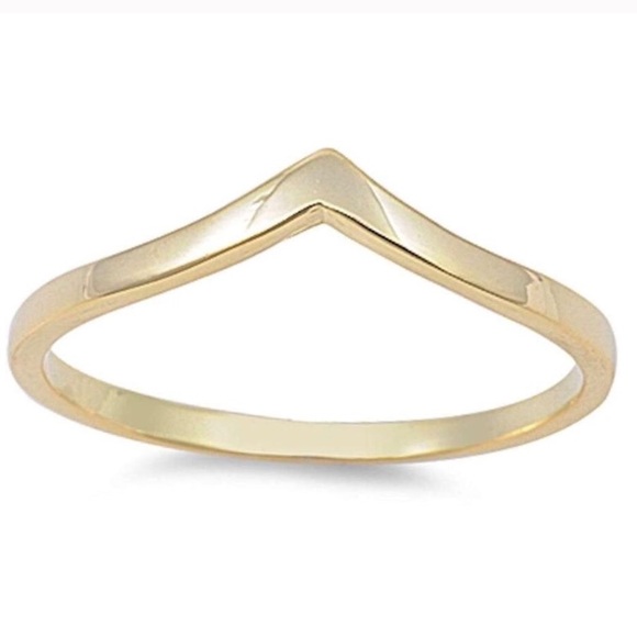 Pointed Chevron Stackable Sterling Silver Ring - Picture 3 of 4